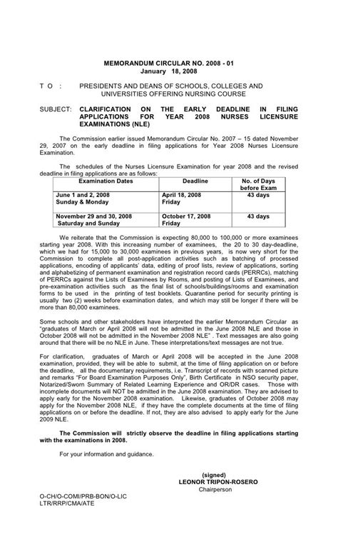 TO MEMORANDUM CIRCULAR No. 2008.